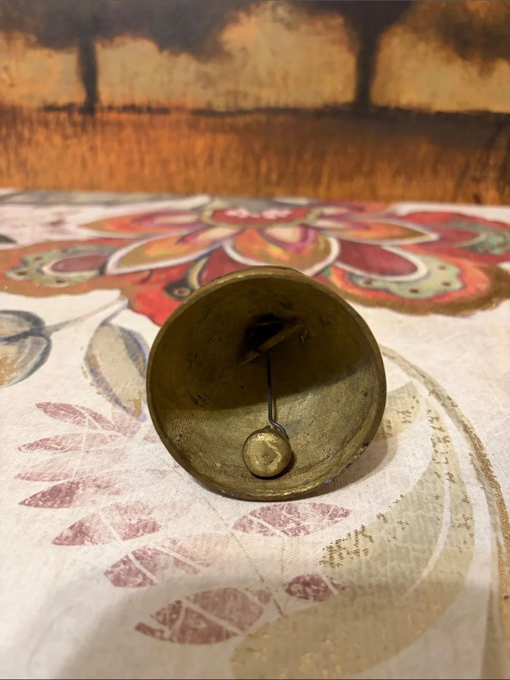 Brass Decorative Colonial Bell with Floral Detailing